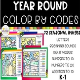Year Round Color By Codes | Holidays and Seasons Review Wo