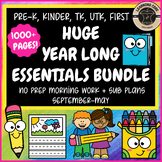 Preview of Year Round Morning Work Bundle No Prep PreK Kindergarten First Grade TK UTK