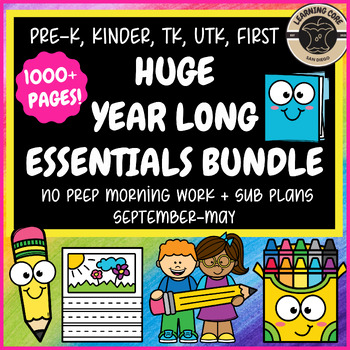 Preview of Year Round Morning Work Bundle No Prep PreK Kindergarten First Grade TK UTK
