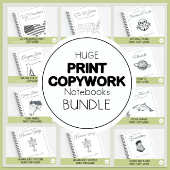 Preview of HUGE Print Copywork Notebooks BUNDLE, 12 Print Handwriting Practice Books