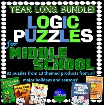 Preview of Year Round Logic Puzzle Bundle for Middle School!