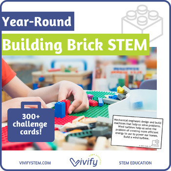 Preview of Year-Round STEM Task Cards for Building Bricks: Growing Bundle!