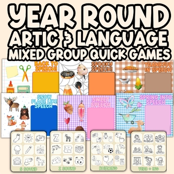 Preview of Year Round Speech Therapy Articulation and Language Activity Games- Summer Games