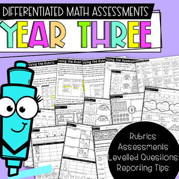 Preview of Year Three Differentiated Math Assessments | V8 & V9 Australian Curriculum |
