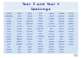 Year Three and Year Four Statutory Spellings