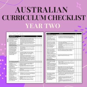 Preview of Year Two - Australian Curriculum Checklist