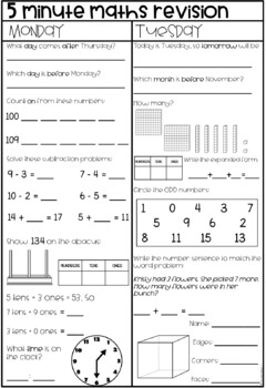 year two daily maths revision book 1 by lauren fairclough tpt