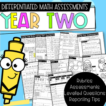 Preview of Year Two Differentiated Math Assessments | V8 & V9 Australian Curriculum |