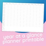 Year at a Glance Calendar | Printable or Digital Use