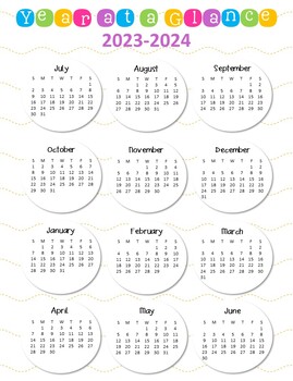 Year At A Glance Calendars 2021-2022 By Colleen Alaniz | Tpt