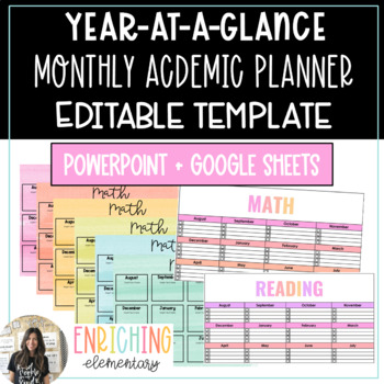 Preview of Year at a Glance EDITABLE Pacing Guide GOOGLE SHEETS + POWERPOINT