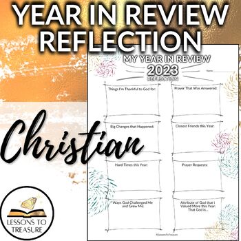 Preview of Year in Review Christian - Reflection - Bible, Religious, New Year Worksheet