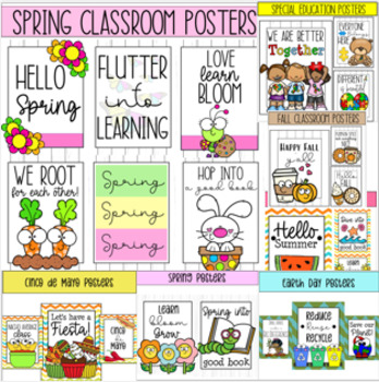 Year-long Seasonal Posters MEGA BUNDLE Comes with *90+ Posters* | TPT