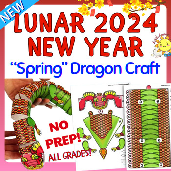 Preview of Year of SPRING DRAGON Chinese Lunar New Year Craft Activity 2024|No-Prep