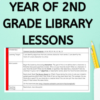 Preview of Year of Second Grade Library Lesson Plans 