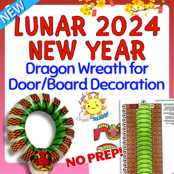 Preview of Year of The Dragon Wreath Chinese Lunar New Year Craft Activity 2024|No-Prep