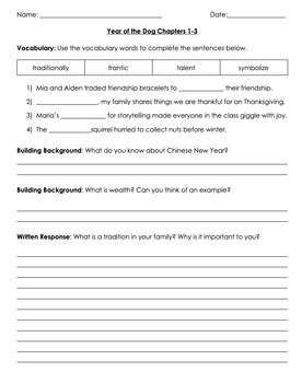 Preview of Year of the Dog - Lesson Worksheets