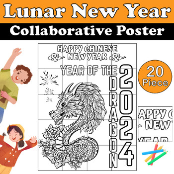 Preview of Year of the Dragon Collaborative Coloring Poster Kit – Lunar New Year 2024