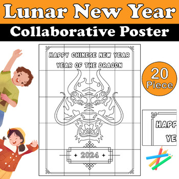 Preview of Year of the Dragon Collaborative Coloring Poster Kit - Lunar New Year 2024