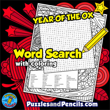Preview of Year of the Ox Word Search Puzzle Activity | Chinese New Year Wordsearch