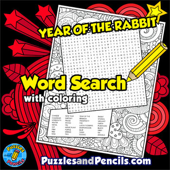 Preview of Year of the Rabbit Word Search Puzzle Activity | Chinese New Year Wordsearch