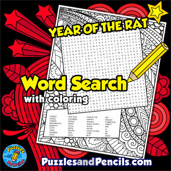 Preview of Year of the Rat Word Search Puzzle Activity | Chinese New Year Wordsearch
