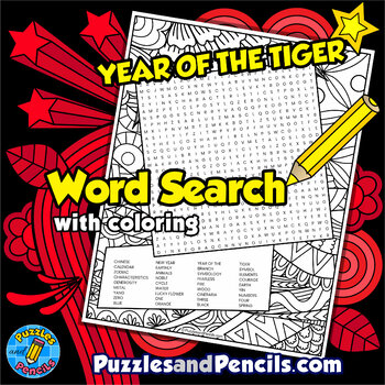 Preview of Year of the Tiger Word Search Puzzle Activity | Chinese New Year Wordsearch