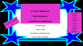 Preview of Year's Worth - Reading Review - Word Analysis & Reference Materials - Unit 5