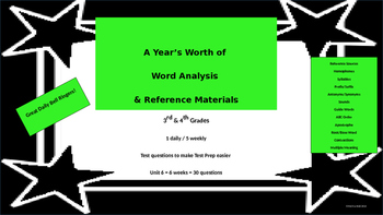 Preview of Year's Worth - Reading Review - Word Analysis & Reference Materials - Unit 6