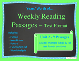 Year's Worth of Reading Practice Passages - Test Format - Unit 2