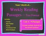 Year's Worth of Reading Practice Passages - Test Format - Unit 4