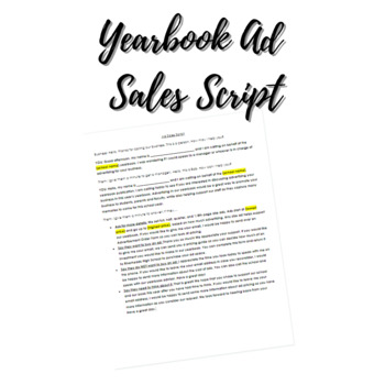 Preview of Yearbook Ad Sales Script for Student Sales