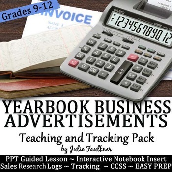 Preview of Yearbook Business Advertisements Teaching Pack, Tracker, Interactive Notebook