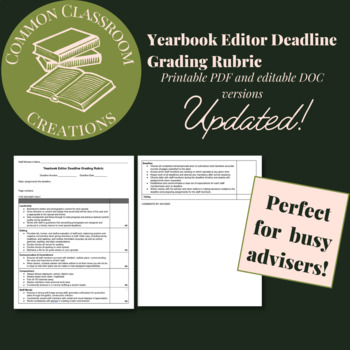 Preview of Yearbook Editor Self-Assessment & Grading Rubric