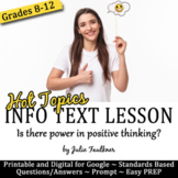 Informational Text Lesson on Hot Topics, Power of Positive