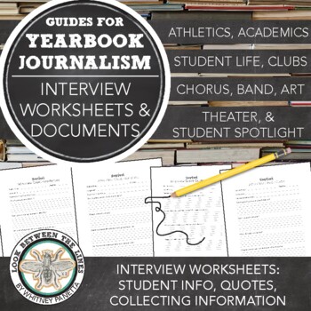 Preview of Yearbook, Journalism Interview Sheets: Printable, Editable, Nine Different Areas