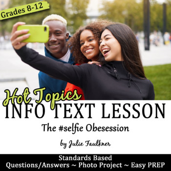Yearbook Info Text Hot Topics Lesson with Photo Project, Selfie Obsession - 5 Ideas for Back-to-School Yearbook Class | 5 Ways to Have a Picture-Perfect Start to the Year in Yearbook Class