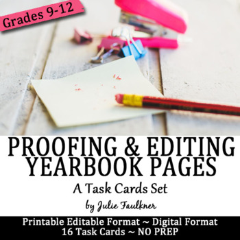 Preview of Yearbook Proofing and Editing Task Cards, Printable and Digital