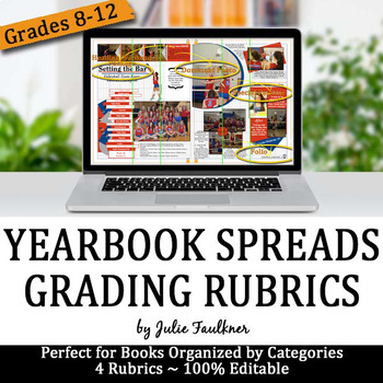 Preview of Yearbook Spreads & Pages Rubrics, Checklists for Grading, Evaluation, & Feedback