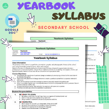 Preview of Yearbook Syllabus & Class Contract