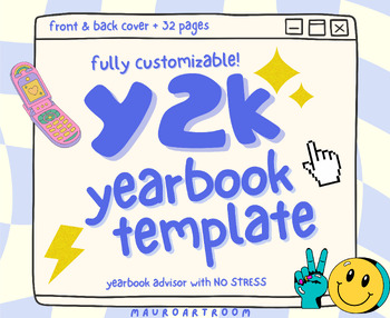 Preview of Yearbook Template - Y2K Computer Theme - Easy Edit - MauroArtRoom