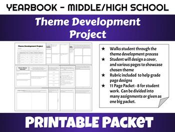 Preview of Yearbook - Theme Development Project - Printable Packet For Students with Rubric