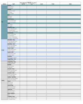 Preview of Yearbook - Tracking Sheet for Collecting Team Photos