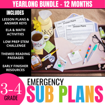 Preview of 3rd & 4th Grade Emergency Sub Plans: No Prep Substitute Lessons & Activities