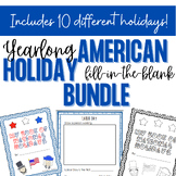 Yearlong American Holiday Fill in the Blank Booklet