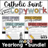 Yearlong Catholic Saint CURSIVE + PRINTING Handwriting Cop