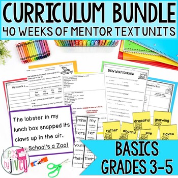 Preview of Yearlong Mentor Text Curriculum Bundle: JUST THE BASICS for Grades 3-5