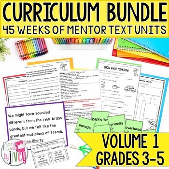 Preview of Yearlong Mentor Text Grammar & Reading Curriculum Bundle: Volume 1 Grades 3-5