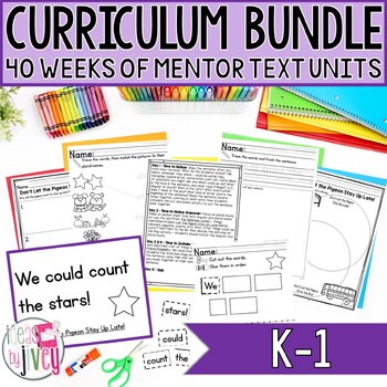 Preview of Yearlong Mentor Text Grammar and Reading Curriculum Bundle K-1 (Emergent)
