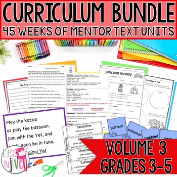 Preview of Yearlong Mentor Text Grammar and Reading Curriculum Bundle: Volume 3 Grades 3-5